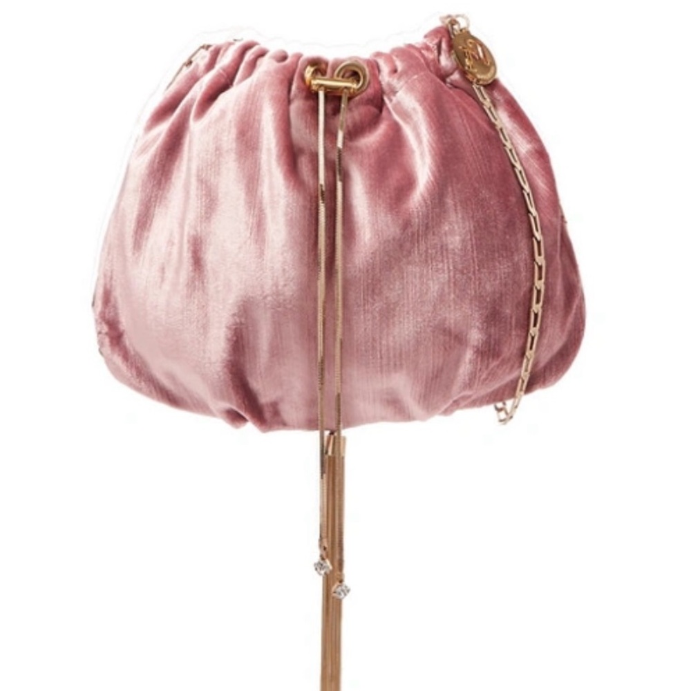 Rosantica Fatale Tasseled Velvet Shoulder Bag in Pink